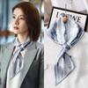 French polka dot silk scarf neck women's new high-end long strip matching shirt Korean thin small scarf