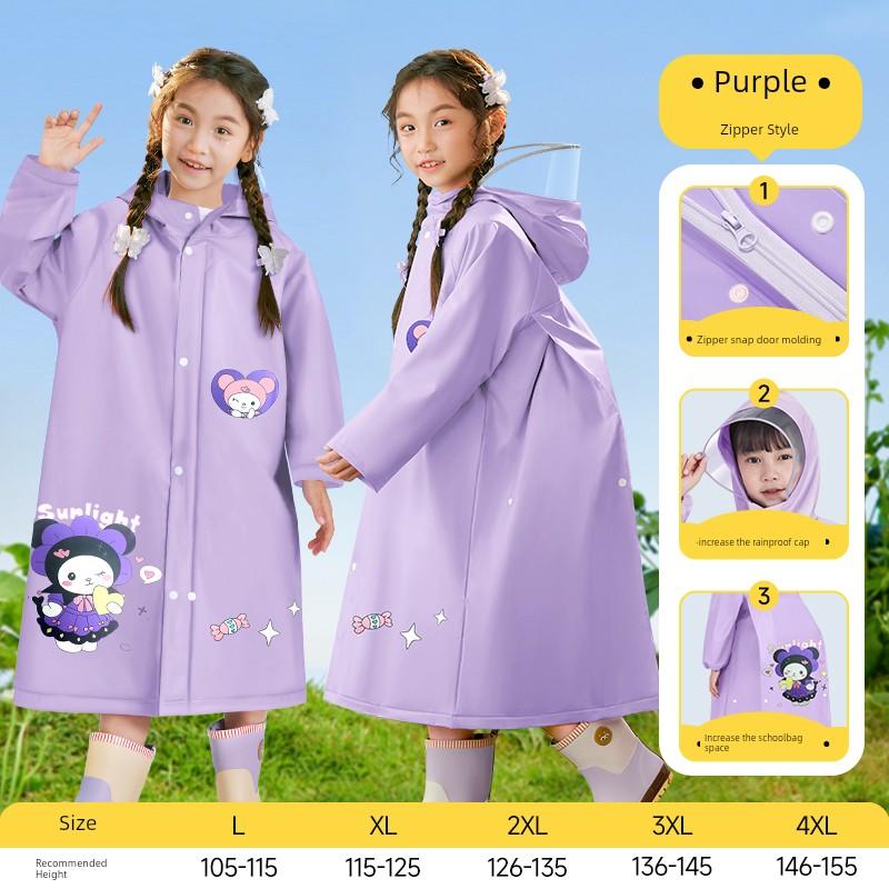 Children's Raincoat for Boys and Girls, First Grade Kindergarten Primary School Students, Special Heavy Rain Protection with Backpack Space