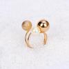 Korean Female Wedding Adjustable Big Women Rings with Metal Balls Simulated Pearl Exaggeration
