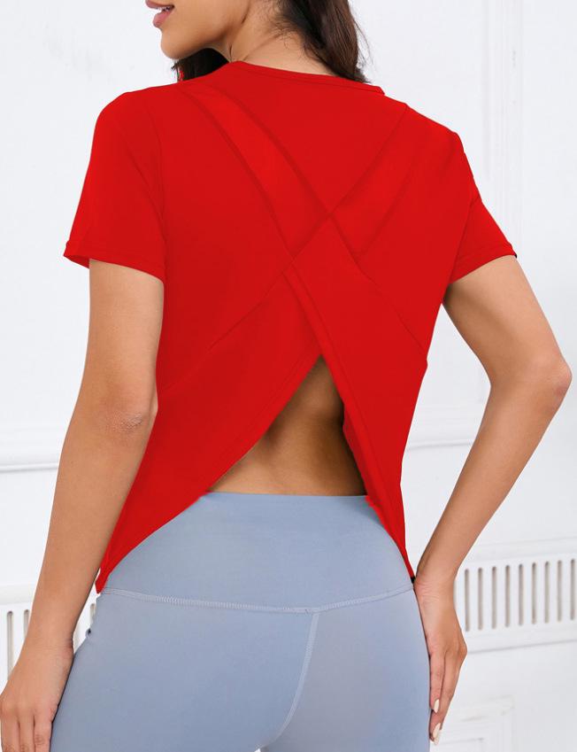 Top da Yoga Estivo da Donna - Asciugatura Rapida, Rete Traspirante, Vestibilità Larga, Schiena Bella, Maglietta Fitness a Maniche Corte