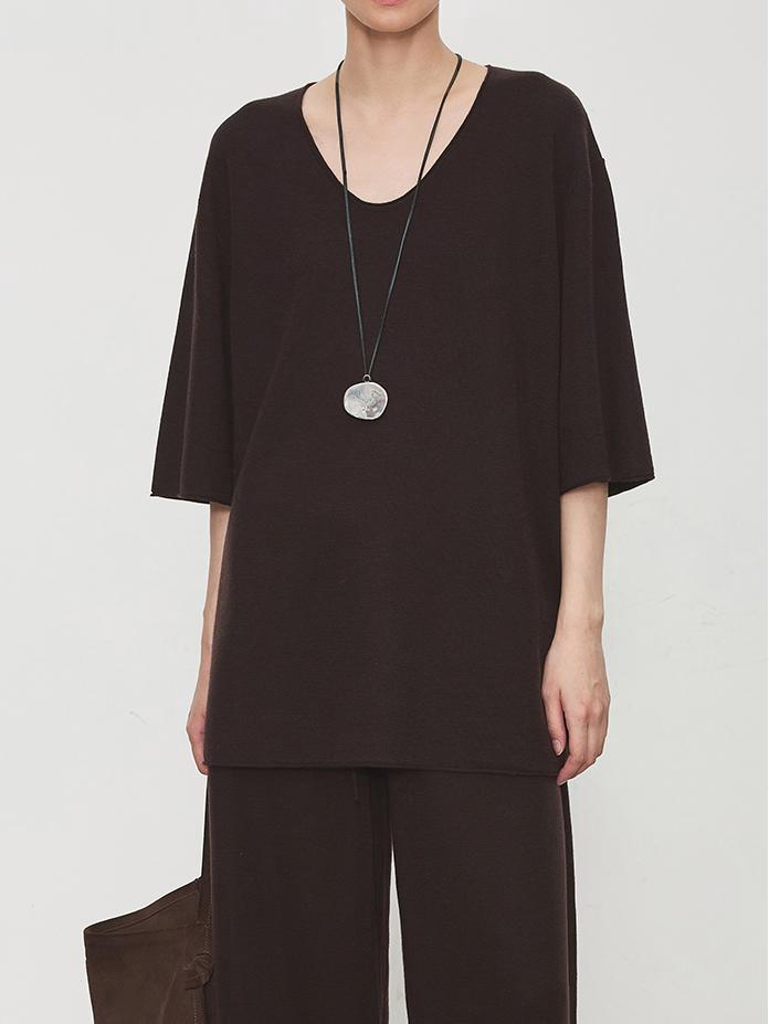 

JOC Stroll Set: Custom-Dyed 100% Merino Wool Short Sleeve with Natural Rolled Edge. Small