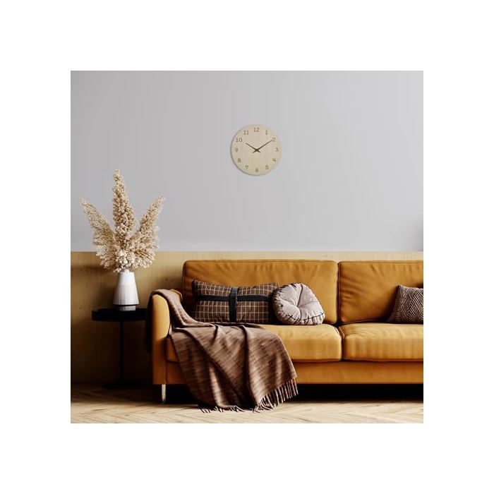 Horloge murale en bois - TFA Dostmann - Analogique - 30 cm de diamètre - Marron clair - Chiffres 3D - Aiguilles incluses