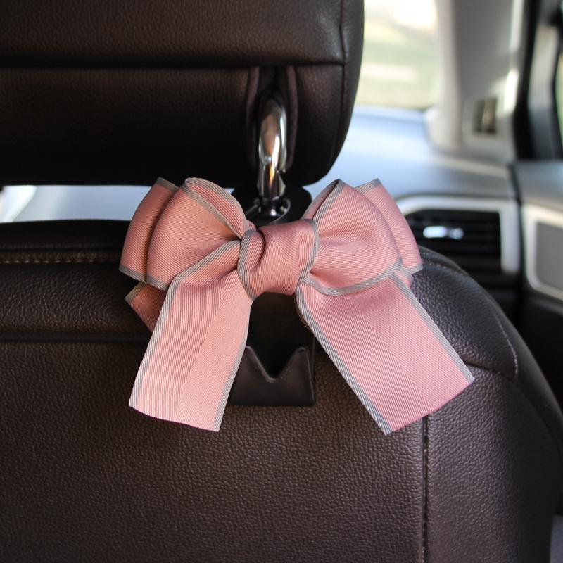 Cute Diamond Bowknot Car Seat Back Storage Hooks Vehicle Headrest Organizer Hanger for Groceries Bag Car Interior Accessories