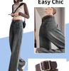Women's Blue-Gray High-Waisted Wide-Leg Jeans - 2025 Spring Retro Casual Style