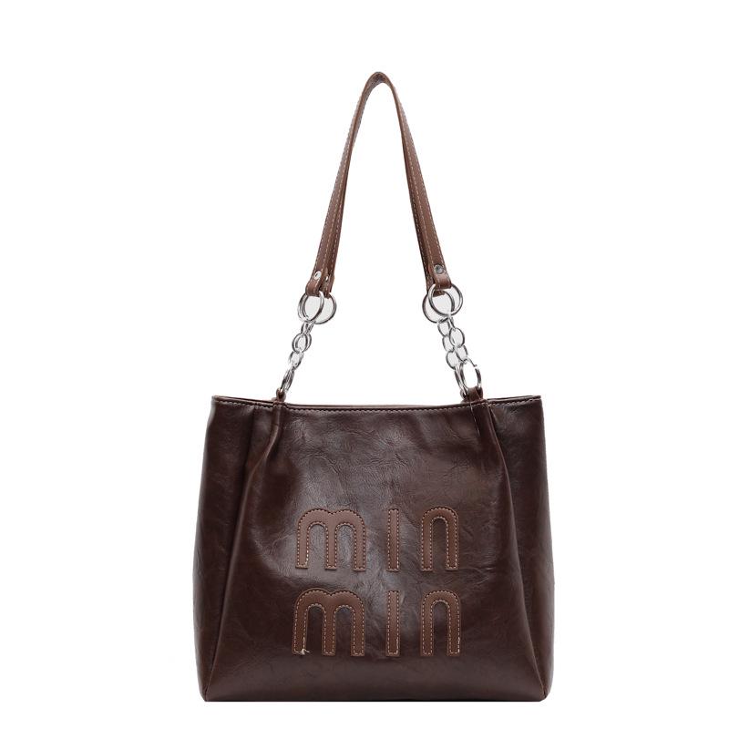 2025 Осень/Зима Женская Ретро Повседневная Большая Сумка-Тоут: Стильная сумка через плечо кофейный