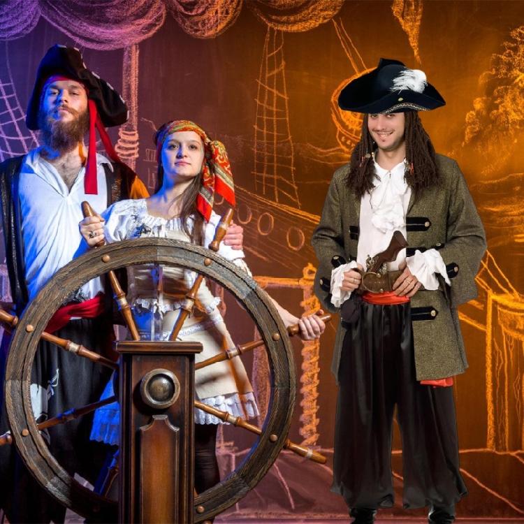Stickerei Cosplay Piratenmützen für Kinderparty-Requisiten Kinder Piraten-Rollenspiel Federbesetzte Filzhüte
