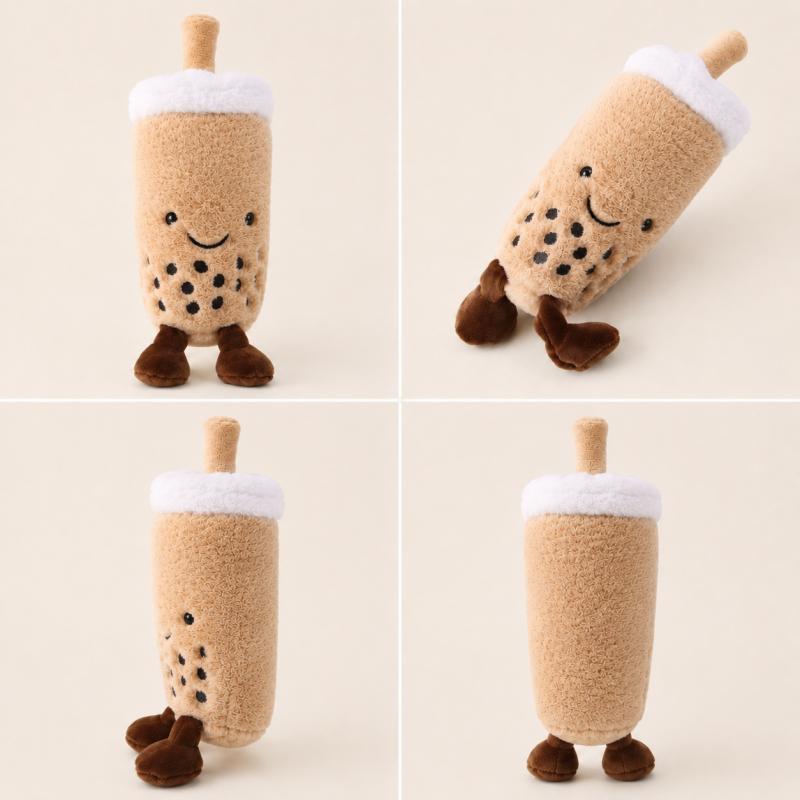 Peluche Giocattolo per Animali Domestici Forma Tazza Tè al Latte Morbido Peluche Corto Cane e Gatto Giocattolo da Masticare Compagno Imbottito Resistente al Morso Gioco Indoor Accessorio per Animali Domestici