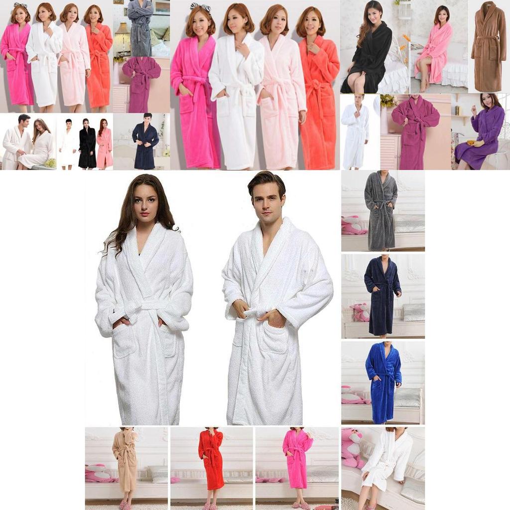 Luxurious Coral Fleece Warm Bathrobe For Men And Women Flannel Winter Kimono