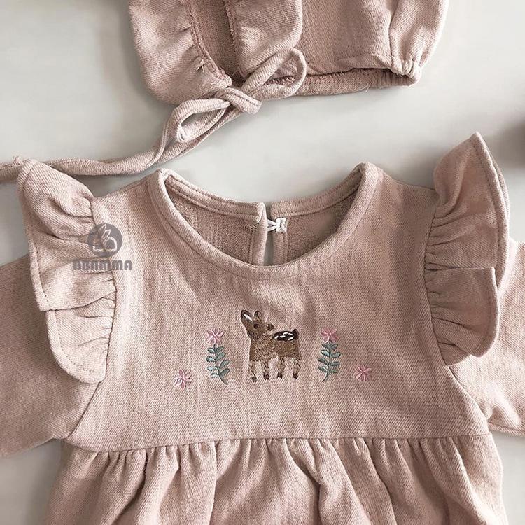 Clearance: Korean Baby Rompers - Deer & Floral Ruffles for Autumn