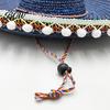 Theme Party Hat Mexican Sombrero with Colorful Poms, Hawaiian Style Woven Straw Sun Hat, Wide Brim Lightweight Costume for Summer Beach