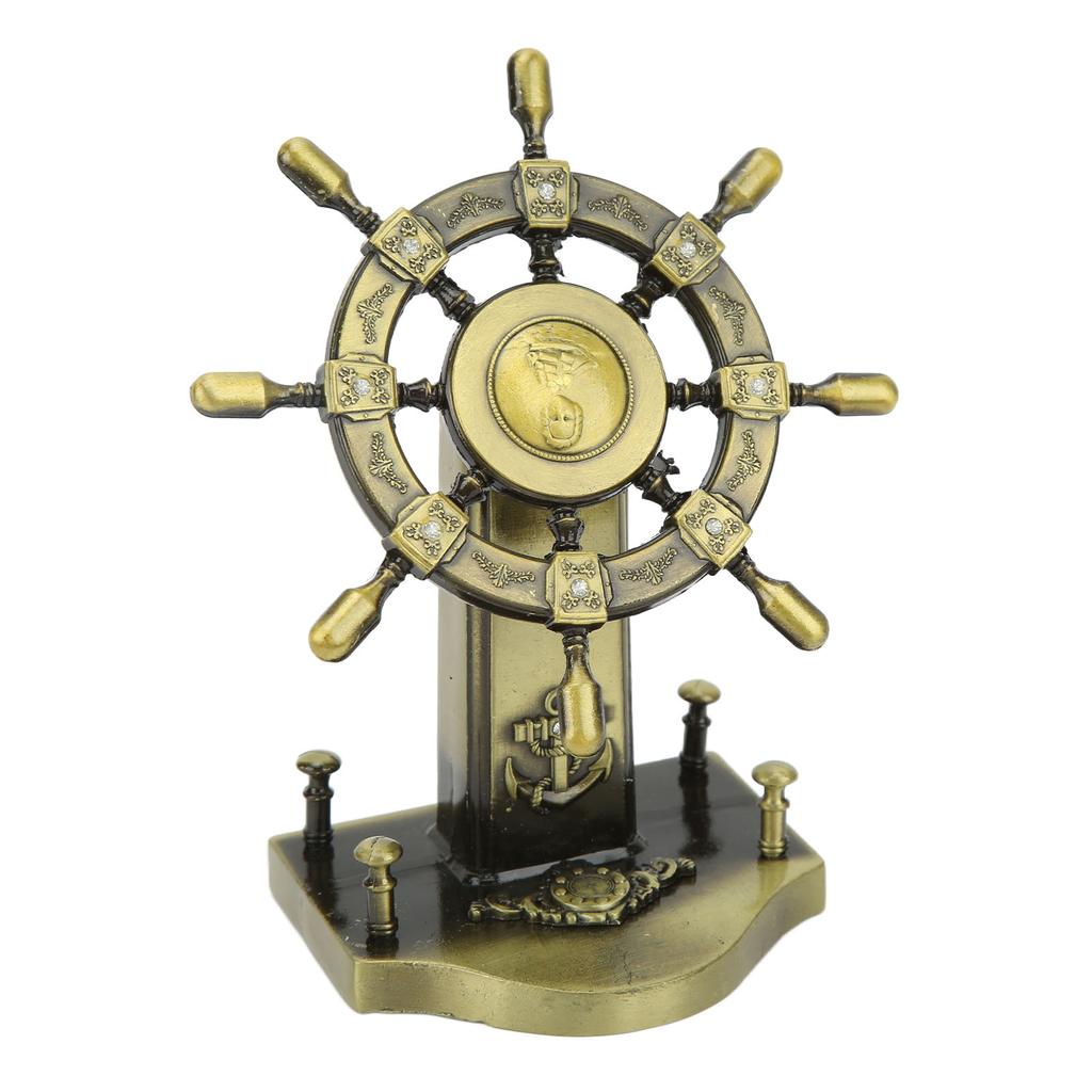 Pirate Decor Alloy Retro Style Glossy Durable Nautical Rudder Ornaments for Homes Bars