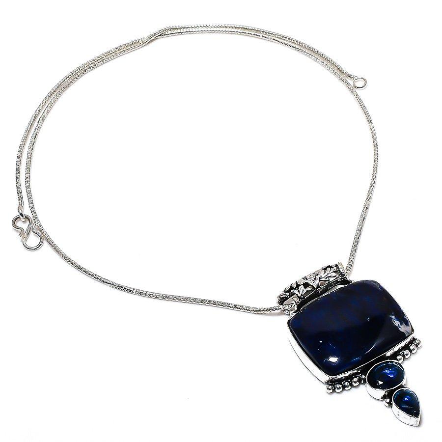 

Этническая ювелирная подвеска ручной работы с содалитом и голубым топазом, 2,17 дюйма SR-6708