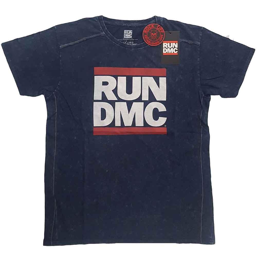 RUN DMC T Shirt Band Logo new Official Mens Navy Blue Snow Wash Unisex T-Shirt XXXXL