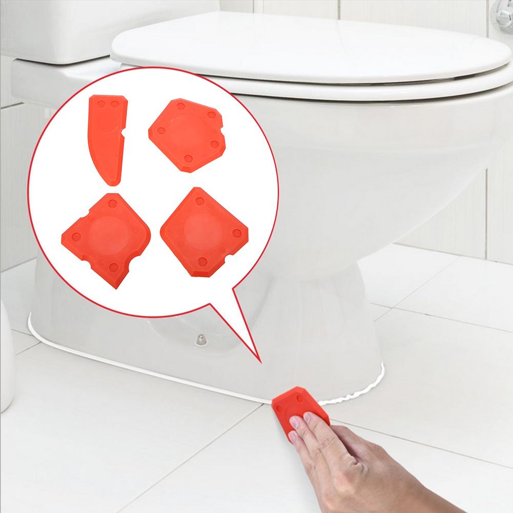 4PCS Caulk Tools Kit Silicone Glass Cement Scraper for Sealant Grout Finishing Sealing (Red)