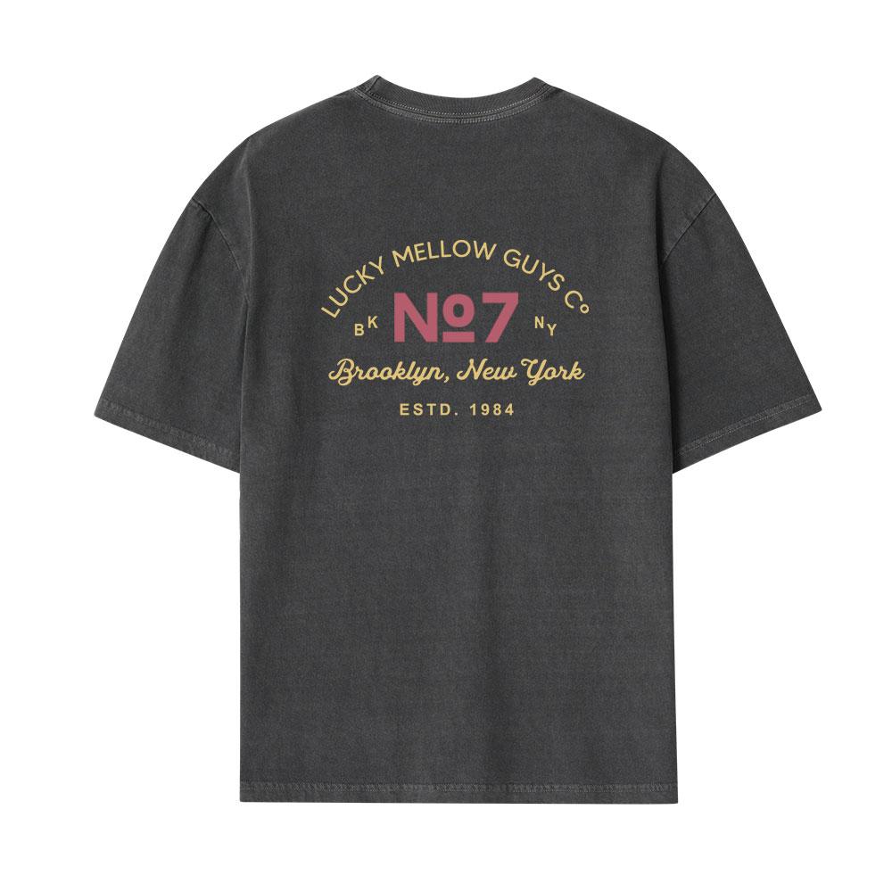 Mellow Concept U58 Lucky Mellow Pigment Short Sleeve T-Shirt Dark Gray Dark Gray M/Free