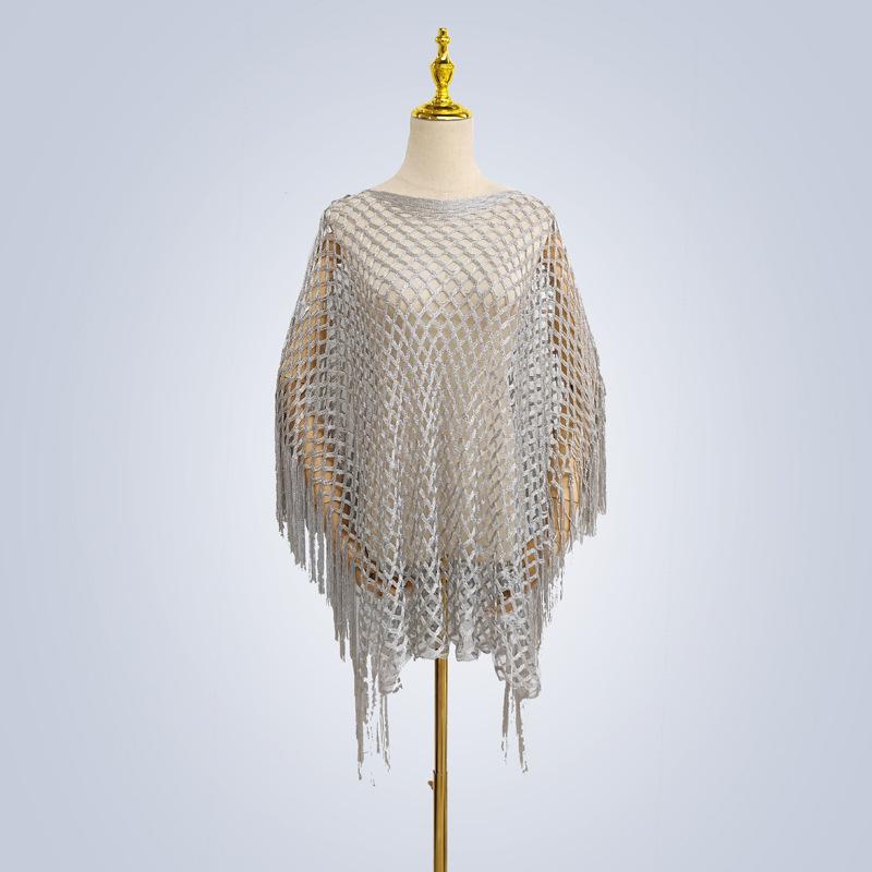 

Single Color Knitted Mesh Hollowed Out Pullover for Wearing Swimsuits and Beach Towels 60*130/160g срібний