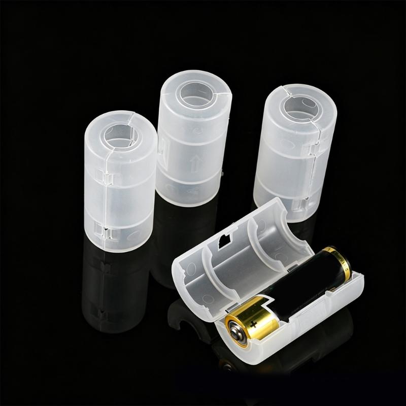2A To C Battery Adapter Pack of 5, Translucent Cell Adapter Holder Converter Sleeves for Radios, Toy, Household Devices Backup Battery