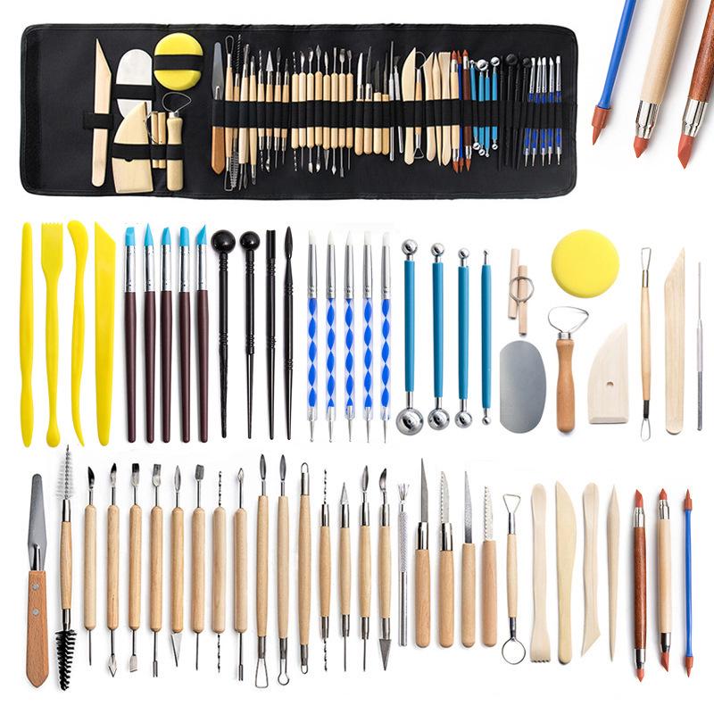 23-Piece Ceramic Carving Tool Set: Includes Pottery Knives, Silicone Pens, Clay Dotting Tools, and Roll-Up Case