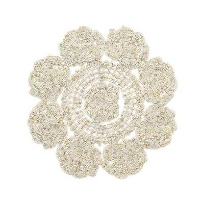 Classical Chinese Style Laces Rose Embroidery Table Mats And Cup Pad Chinese Rose Embroidery Mats For Home Kitchens Decors