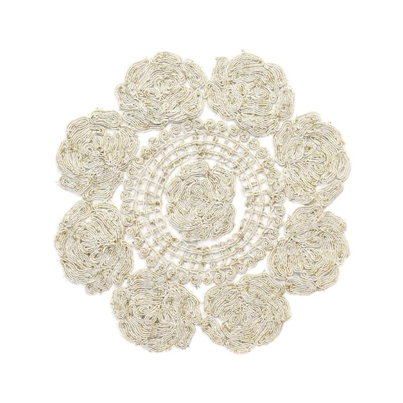 Classical Chinese Style Laces Rose Embroidery Table Mats And Cup Pad Chinese Rose Embroidery Mats For Home Kitchens Decors 1