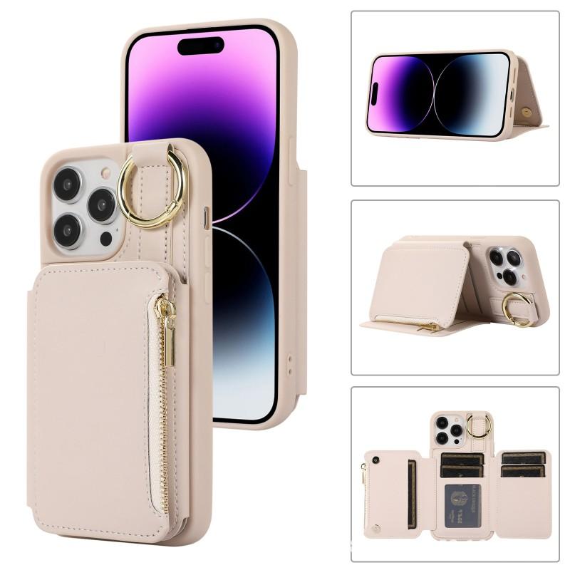 Leather Wallet Phone Case With Strap IPhone 15 Pro Max Multi Card Holder Shockproof Cover