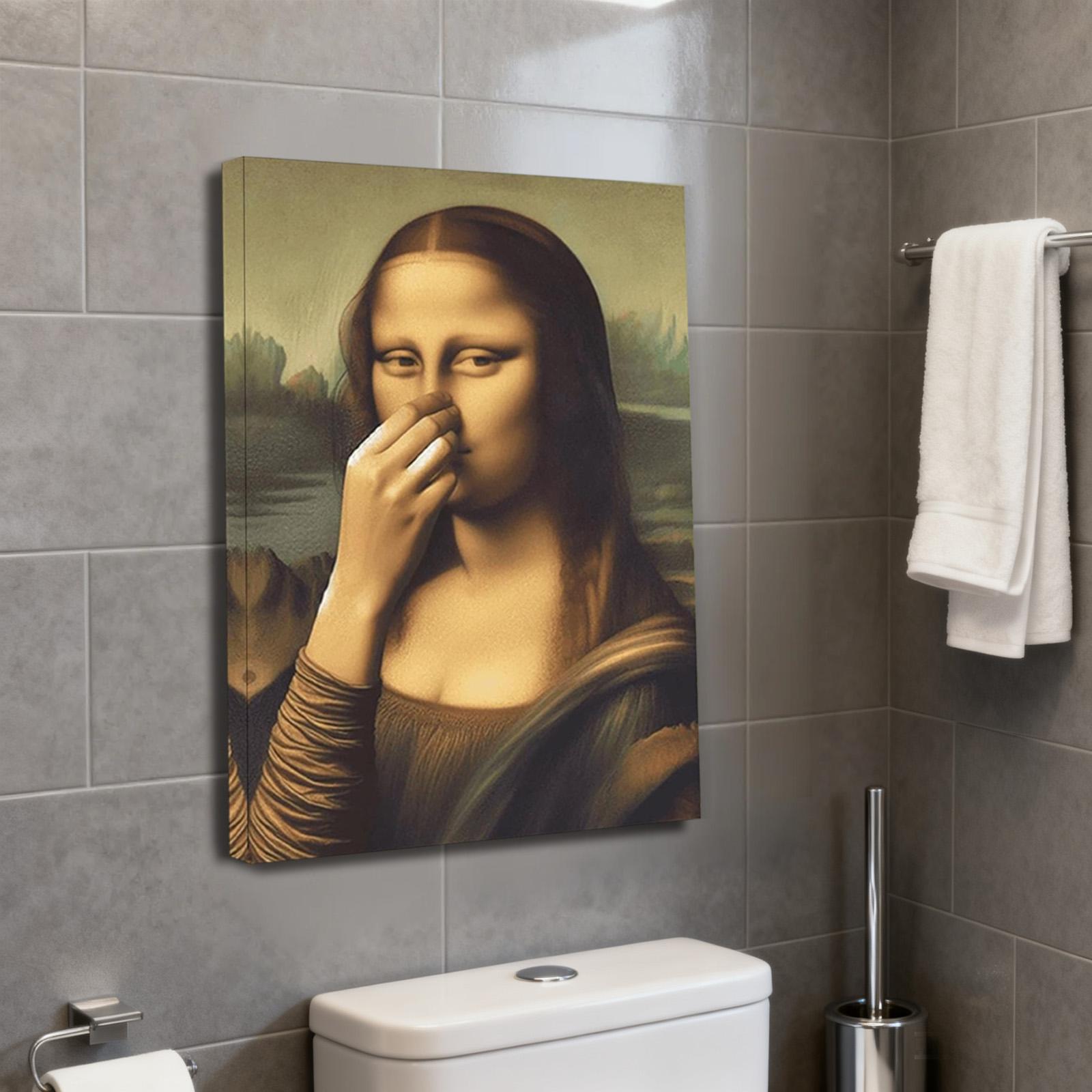 Piece Mimics Bathroom Wall, Funny Pinching Nose Poster Bathroom Wall Art Decoration, Vintage Humor Toilet Poster Print