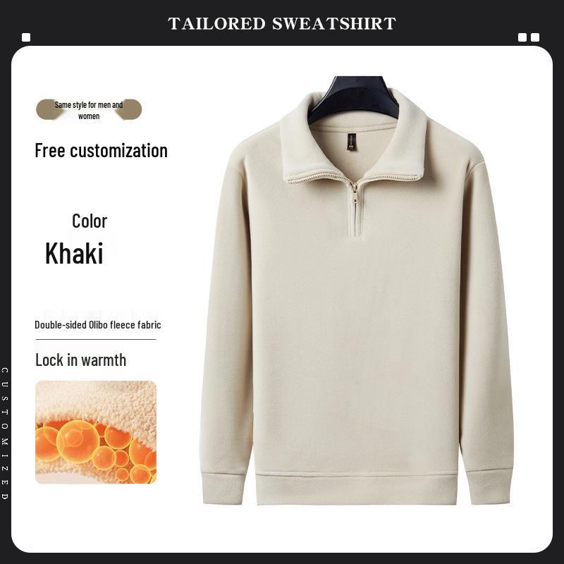 Premium Merino Wool Hooded Sweatshirt with Custom Logo - Autumn/Winter Double-Sided Fleece Jacket