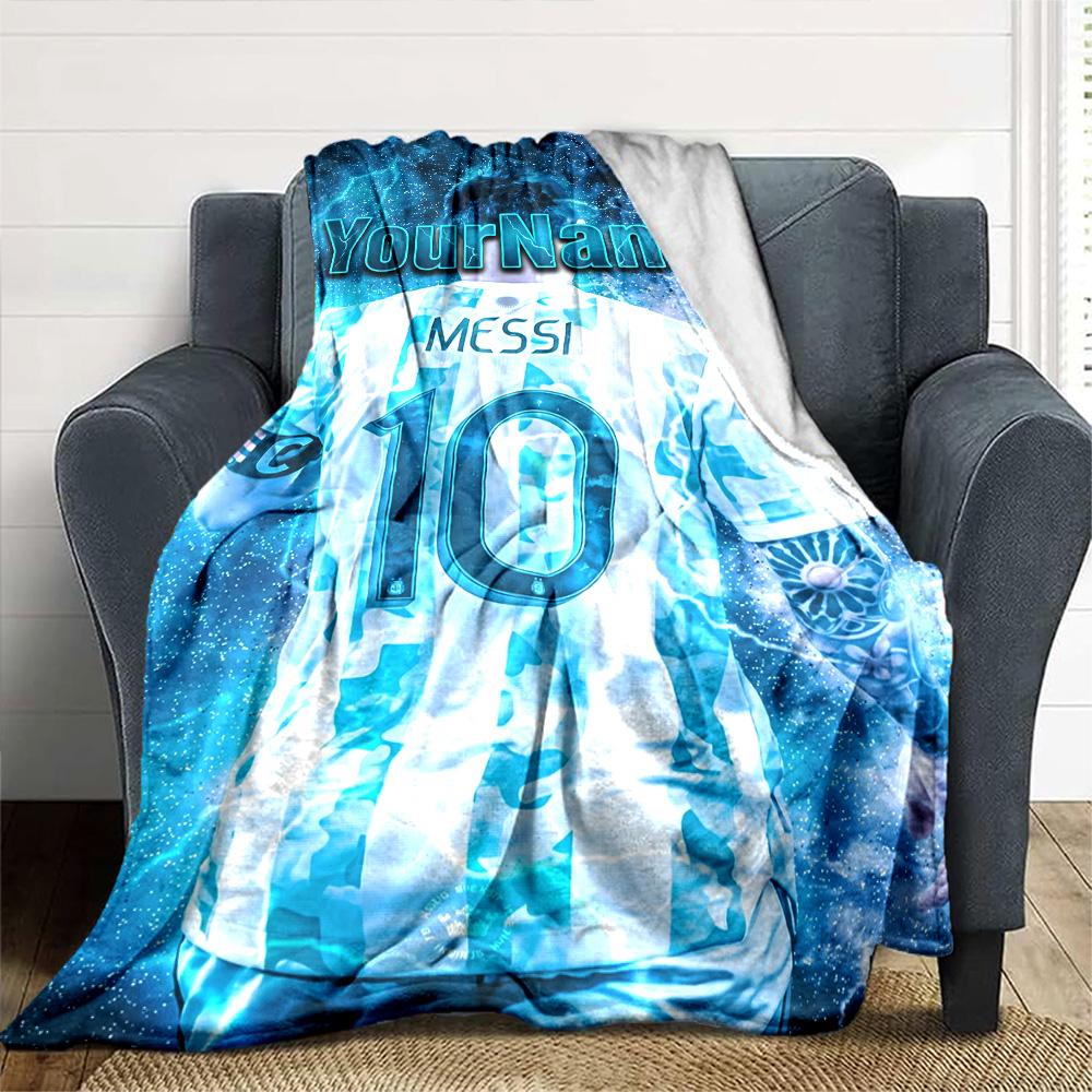 Messi Customize Text Blanket Gift Customizable Blanket Warmthful Decor Suitable for Sofa Couch Office Bed for All Occasions Gifts For Family Or Friend