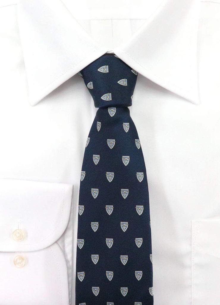 [MICHIKO LONDON] Michiko London Brand Necktie, Small Pattern, Emblem Pattern, 100% Silk, Crest, Jacquard Weave (B: Navy)