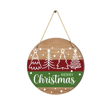 Christmas 2D Wooden Welcome Doorplate Holiday Decoration Hanging