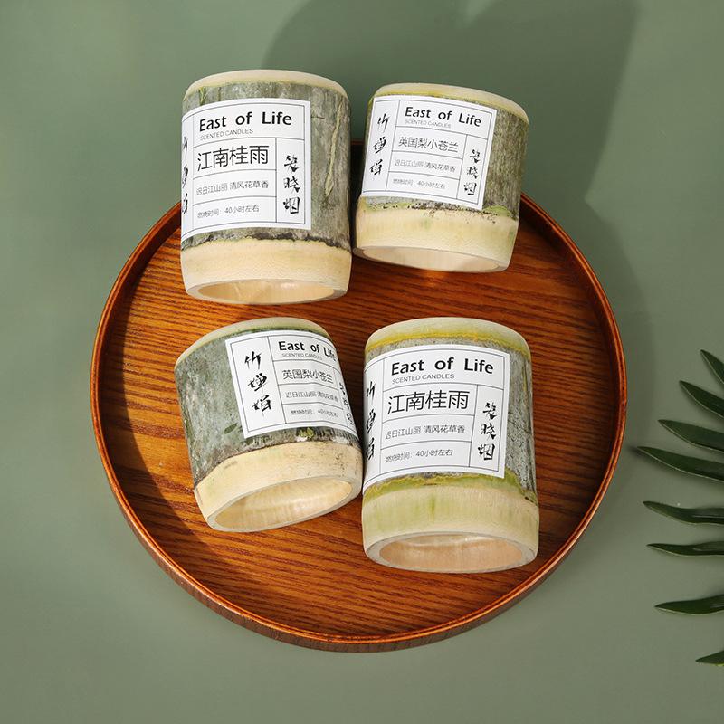 Handmade Soy Wax Bamboo Tube Cup Scented Candle Wedding Souvenir Creative High-end Bamboo Scented Candle