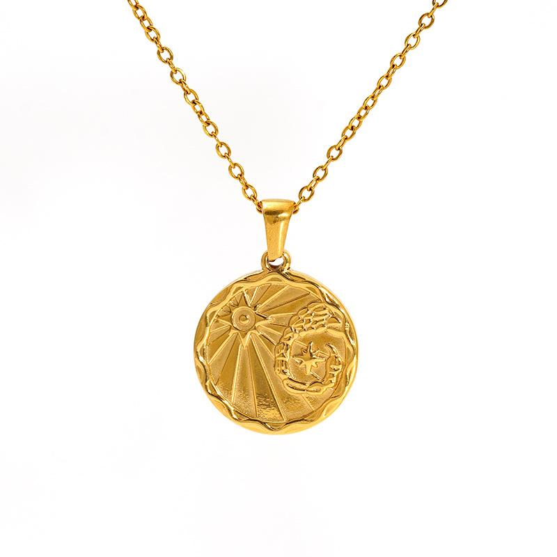 2026 Fashion Cold Wind Necklace Personality Trend Round Brand Pendant Women's Twelve Constellation Jewelry
