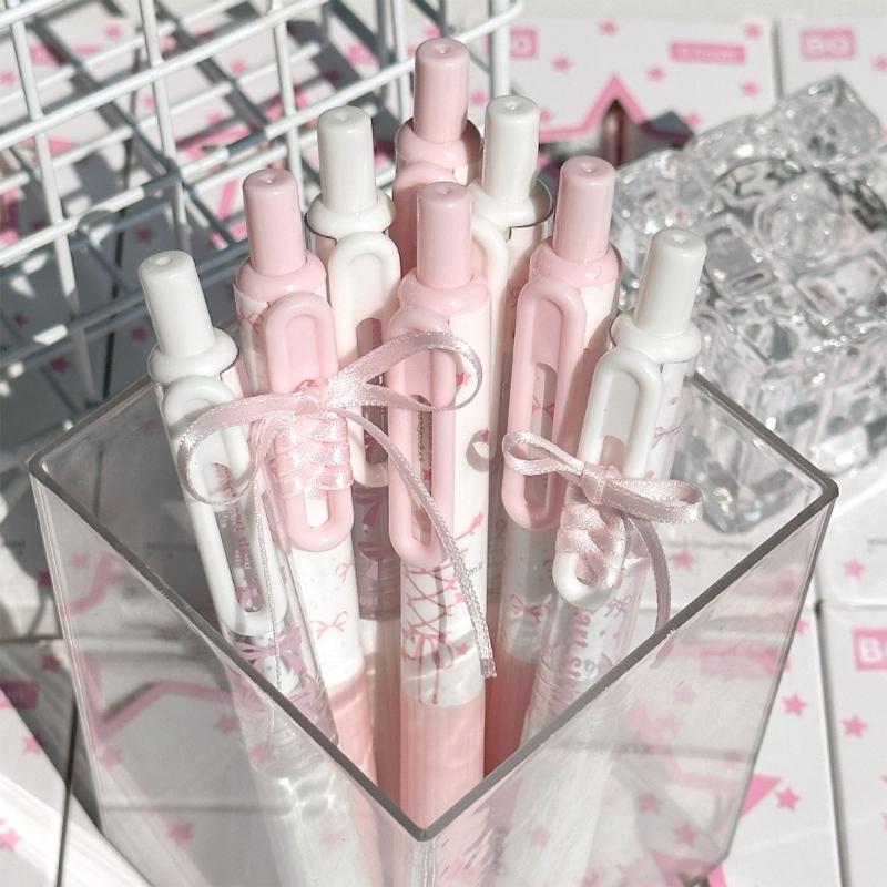 4Pcs Lace Ribbon Gel Inks Pen Retractable Gel Pen Ergonomic Grip 0.5MM Tip Fast Drying Inks for Office School Supplies