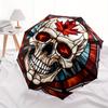 Stained Canadian Skull ArtworkUmbrella, Portable 3-Fold Compact Umbrella,Christmas Gift ES652