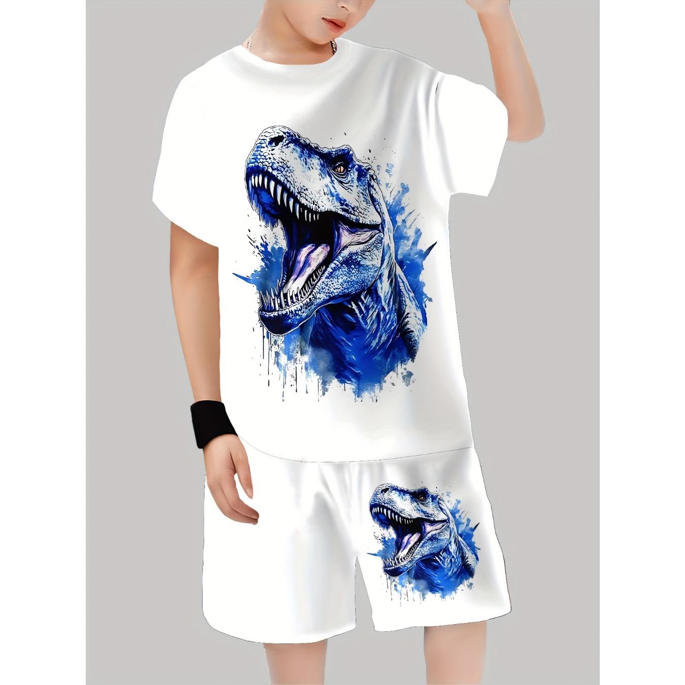 Boys Suit Fashion 3D Printed Casual Pullover Short Sleeve Boys Outdoor  shorts Set, Perfect for Outdoor 5-6Y