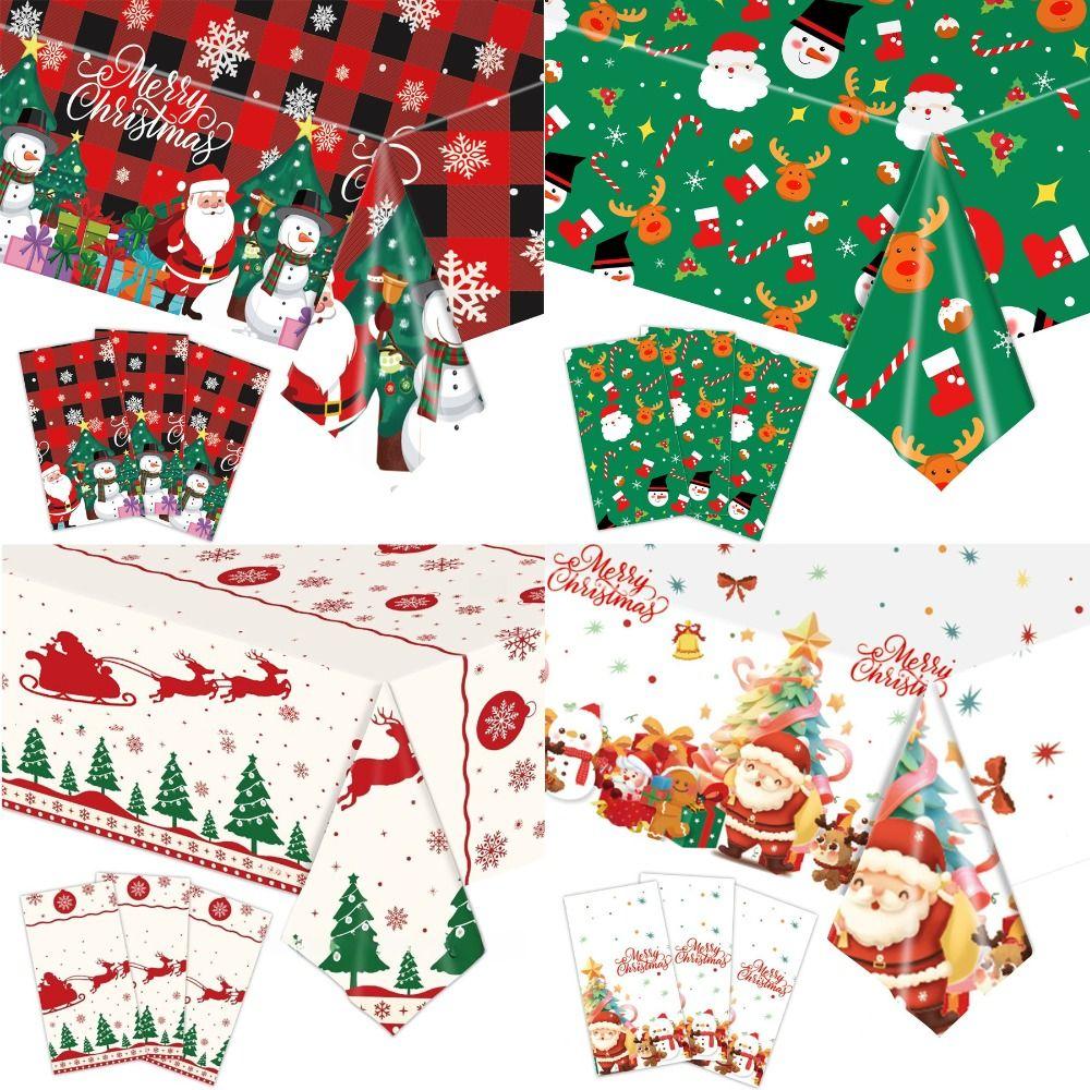 Plastic Christmas Tablecloth Bronzing Table Cover Natal Disposable Tablecloths  Home Decoration