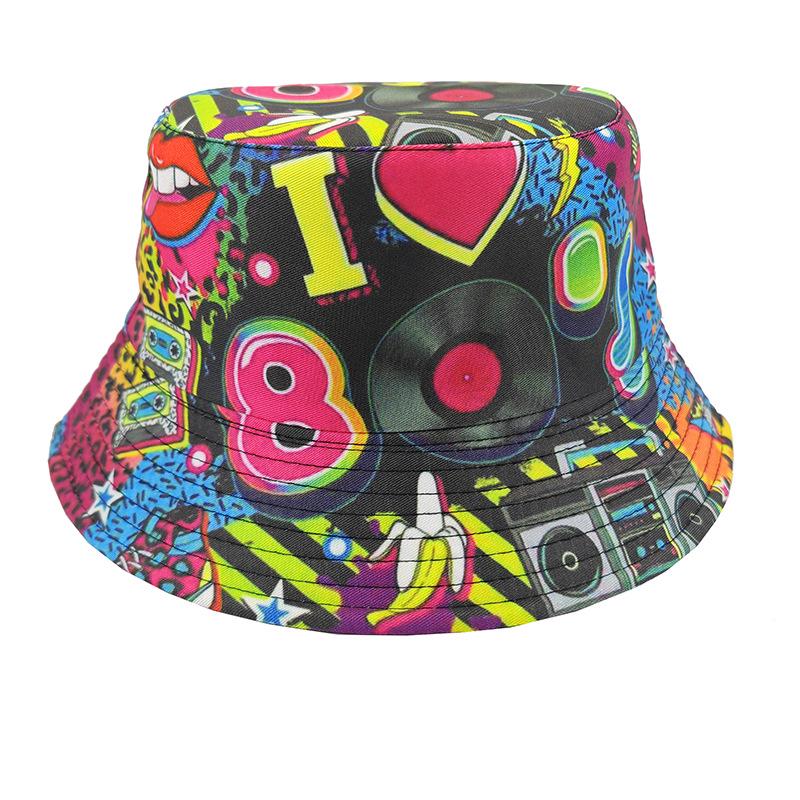 Graffiti Fisherman Hat: Retro, Double-Sided Sun Protection for Men & Women - All-Match Hip-Hop Bucket Style