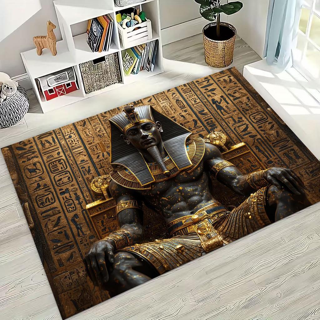 Ancient Egyptian God Dead Anubis Pharaoh Tutankhamun Mask Rug for Bedroom Living Room Sofa Home Doormat Decor,Non-slip Floor Mat