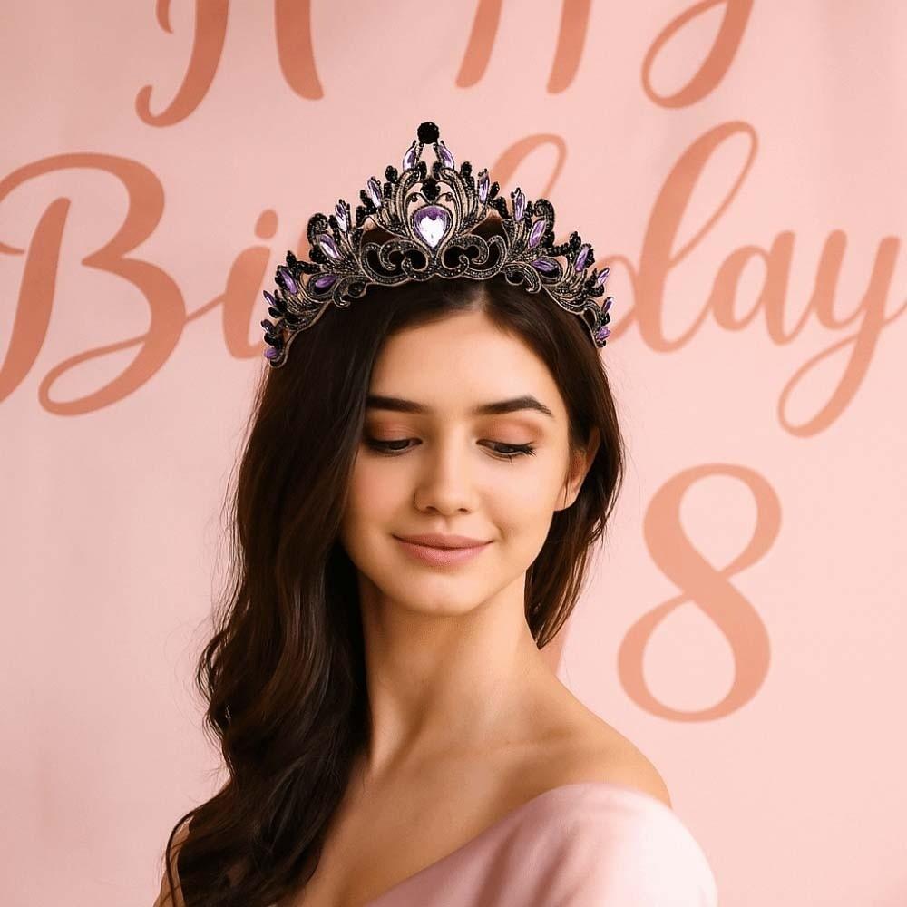 Vintage Queen Tiara Crown Antique Bronze Princess Rhinestone Tiara Hair Jewelry Accessories