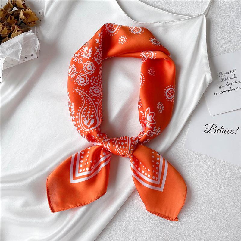 Foreign Style Small Silk Scarf 71cm Square Scarf Hangzhou Silk Imitation Silk Scarf Professional Women's Scarf Decorative Small Silk Scarf