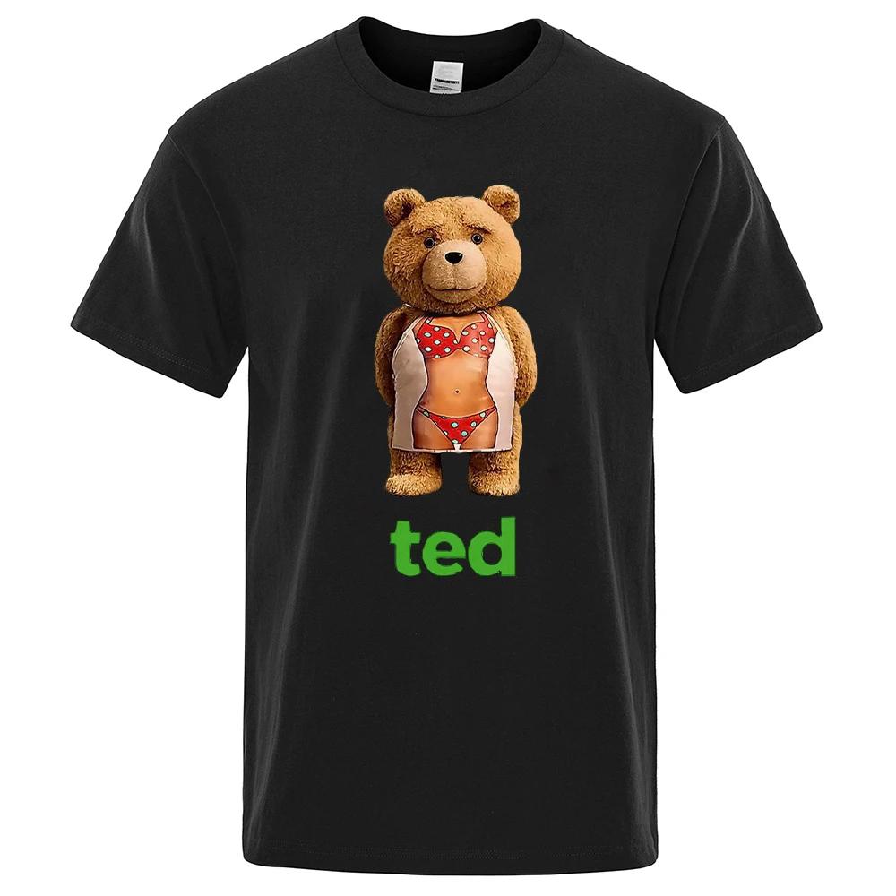 Motorrad T-Shirts mit kurzen Ärmeln für Damen und Herren Cartoon Pärchen Outfits Unisex Streetwear Kawaii TED2 Bär Designer Y2K