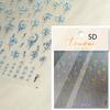 5D Fantasy Green Lotus Nail Sticker High Quality Embossed Lily Flower Pearl Rhinestone Self-Adhesive Nail Art Decorative Sticker