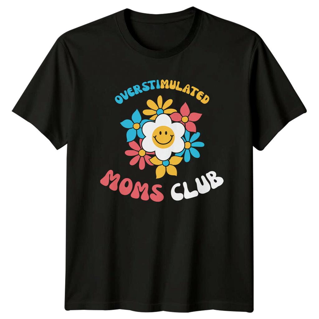 Overstimuleret Mødreklub Blomstret Grafisk Dame T-shirt