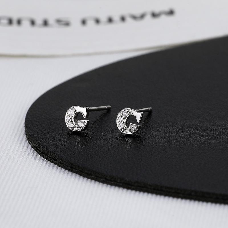 Pendientes de Diamantes con Letra Personalizada de Plata de Ley S925 Banyan Tree - Pendientes Individuales para Cartílago para Hombre y Mujer