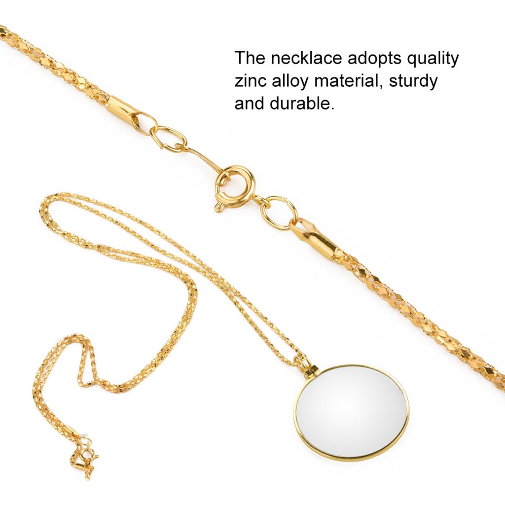 5X Magnifier Monocle Lens Necklace Magnifying Glass Loupe (Gold)