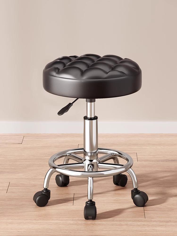 Modern Minimalist Beauty Stool, Adjustable Mobile Hairdressing Chair, Comfortable Cushioned Backrest Seat, Salon Barber Stool