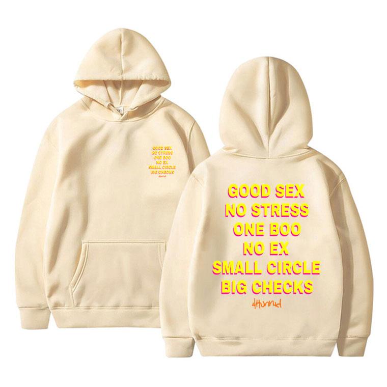 Good Sex No Stress One Boo No Ex Small Circle Big Checks Graphic Hoodie Men Women Y2k Casual Loose Sweatshirt Male Funny Hoodies S