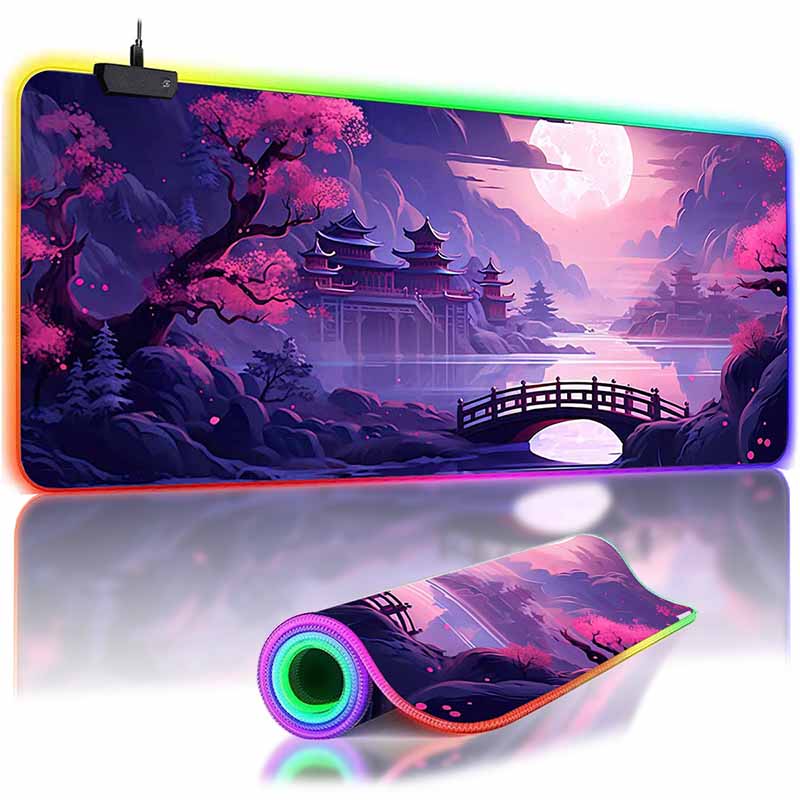 Sakura Scenery Moon Mousepad HD Printing Computer Gamers Desk Mat Locking Edge Non-slip Mouse Pad XXL Keyboard PC Desk Pads
