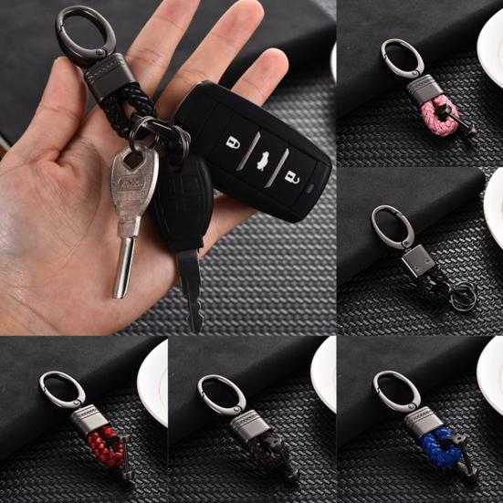 

Creative Horseshoe Buckle Braided Faux Leather Men S Keychain Key Ring Gift