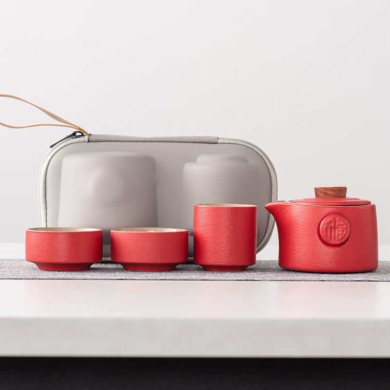 Portable Nordic Black Pottery Travel Tea Set